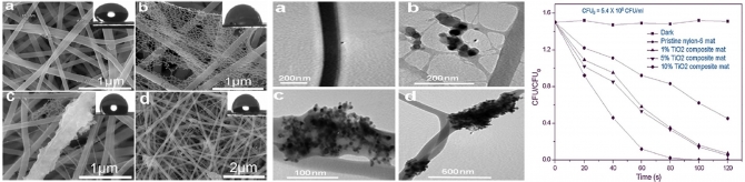 Electrospun nylon-6 spider-net like nanofiber mat containing TiO2 nanoparticles: A multifunctional nanocomposite textile material